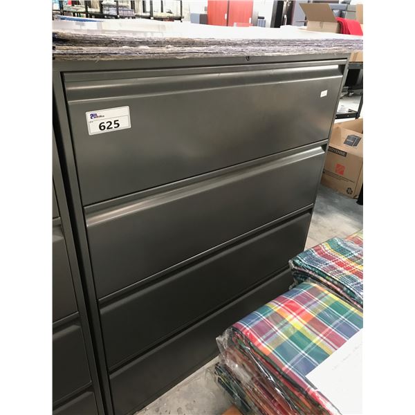 GREY 4 DRAWER LATERAL FILE CABINET