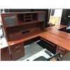 Image 2 : CHERRY 6 X 6' CORNER COMPUTER DESK COMES WITH HUTCH