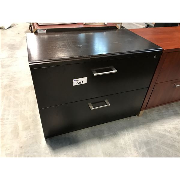 DARKWOOD 36"W 2 DRAWER LATERAL FILE CABINET