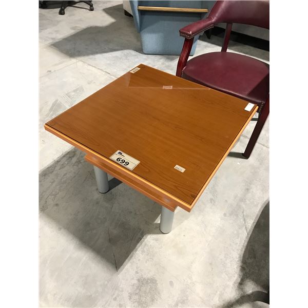 MAPLE 2' X 2' GLASS TOP COFFEE TABLE