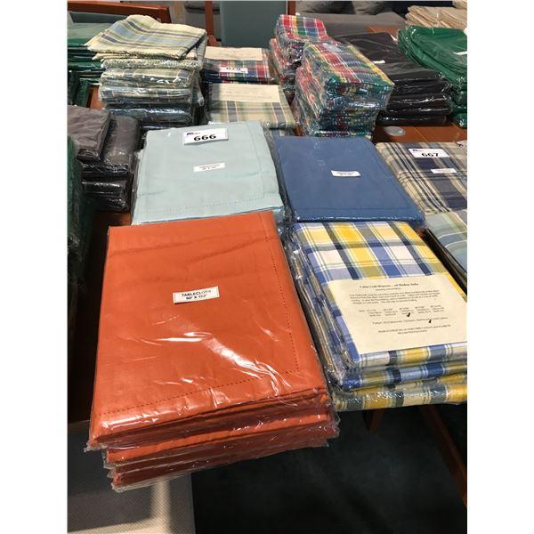 14 CABIN CRAFT WEAVERS OF MADRAS INDIA 60" X 102" TABLE CLOTHS IN VARIOUS COLOURS