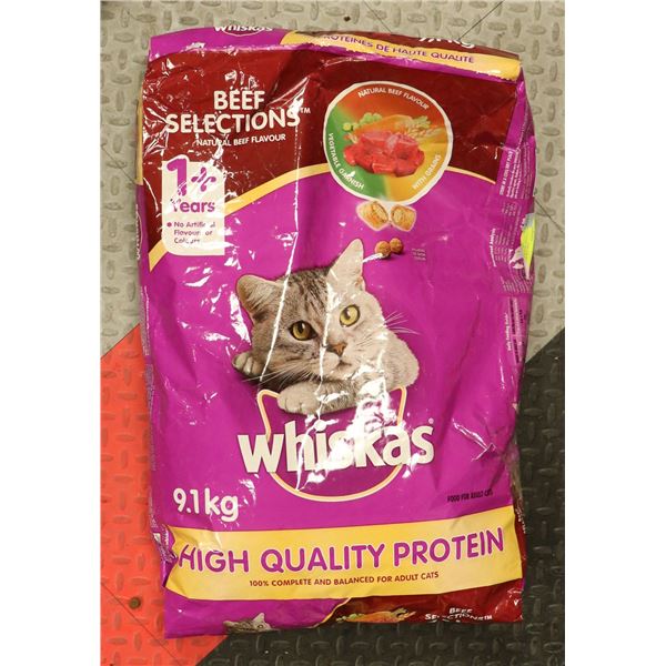 WHISKAS FOOD FOR ADULT CATS BEEF FLAVOUR 9.1KG