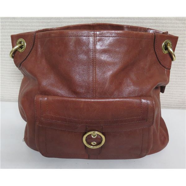 Coach Brown Tote w/ Front Pocket & Animal Print Interior