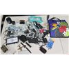 Image 1 : Qty 3 Ear Buds, Charging Cords, Binoculars, Lit Mobile Charging Bank, Watches, etc