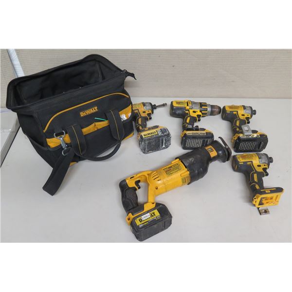 Qty 4 DeWalt Drill/Drivers: DCF787, DCD995, DCF887, DCF887 & Reciprocating Saw