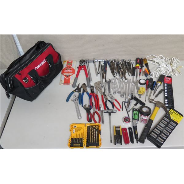 Misc Tools: Ratchets, Sockets, Bits, Screwdrivers, Wrenches, etc in Husky Bag