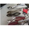 Image 8 : Misc Tools: Porter Cable Batter Charger, Pliers, Level, Wrenches, etc in Husky Bag