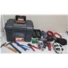 Image 1 : Misc Tools: Hammers, Porter Cable Drill, Welding Hose, Tester, etc in Ridgid Case