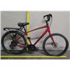 Image 1 : Red 7 Speed Hybrid Bike w/ Sport Tires & Rear Carrier Rack