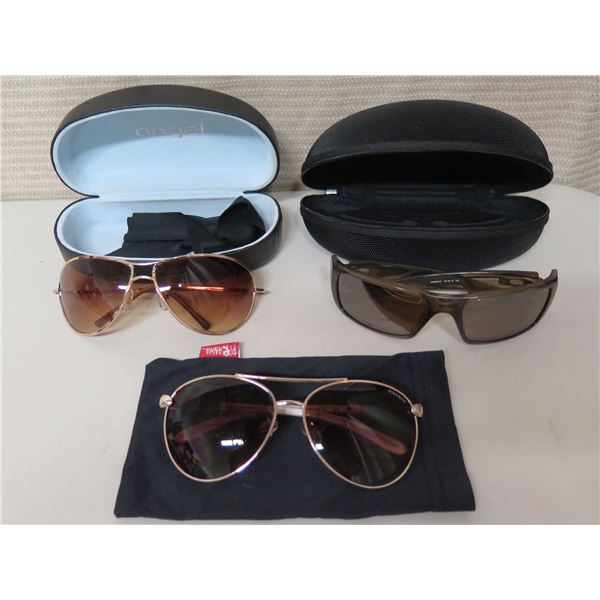 Qty 3 Pair Sunglasses: Piranha, Crann, Angel in Hard & Soft Cases