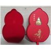 Image 1 : Asian Gold Colored Elephant w/ Vase in Decorative Red Case