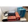 Image 1 : RED METAL TOOLBOX, STEP, FOLDING SEAT, TOW MIRRORS AND 2 MAKITA TOOL CASES