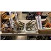 Image 1 : 4 TRAYS OF WRATCHET STRAPS HEADS, METAL SPACERS BRAIDED LINE AND MORE