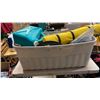Image 1 : TOTE OF SURVIVAL ITEMS, MAGIC HEAT FUEL TINS, BLANKETS, SLEEPING BAG, EMERGENCY KIT IN TACKLE BOX, S