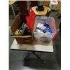 Image 1 : BOX AND TOTE OF LIGHTBULBS, BALDOR LIGHTED EYE SHIELD, ETC