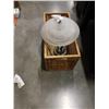 Image 1 : WICKER HAMPER AND GLASS SHADE TABLE LAMP