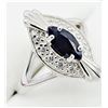 Image 2 : NEW STERLING SILVER 8MM X 4MM GENUINE SAPPHIRE (0.65CTS) & CZ RING, W/A $685.00