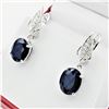 Image 2 : NEW STERLING SILVER 11MM X 8.95MM GENUINE SAPPHIRE (8CTS) & CZ EARRINGS, W/A $1325.00
