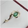 Image 2 : NEW 10KT. YELLOW GOLD 6MM X 4MM GENUINE EMERALD (0.40CTS) & DIAMOND (0.01CTS) RING, W/A $965.00