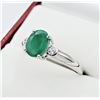 Image 2 : NEW STERLING SILVER 8.1MM X 6.12MM GENUINE EMERALD (1.5CTS) & CZ RING, W/A $880.00 SIZE 7.5