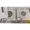 Image 2 : 1939 CANADIAN .800 SILVER  25c, 10c PLUS 5c AND 1c