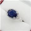 Image 2 : NEW STERLING SILVER 9MM X 7.1MM GENUINE BLUE SAPPHIRE (3.4CTS) & CZ RING, W/A $1085.00, SIZE 7.5