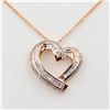 Image 1 : NEW BRASS DIAMOND HEART PENDANT WITH 18" CHAIN, 119 DIAMONDS (0.40CTS), W/A $1390.00