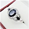 Image 2 : NEW STERLING SILVER GENUINE SAPPHIRE (1.94CTS) & CZ COCKTAIL RING, W/A $1000.00, SIZE 8.75