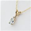Image 2 : NEW 10KT. YELLOW GOLD 6MM X 4MM GENUINE AQUAMARINE (0.36CTS) & DIAMOND (0.03CTS) PENDANT WITH STERLI