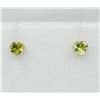 Image 1 : NEW 14KT. YELLOW GOLD 4MM X 4MM GENUINE PERIDOT HEART EARRINGS, RETAIL $300.00