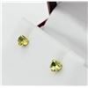 Image 2 : NEW 14KT. YELLOW GOLD 4MM X 4MM GENUINE PERIDOT HEART EARRINGS, RETAIL $300.00