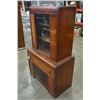 Image 2 : VINTAGE WATERFALL GLASS DOOR DISPLAY CABINET - ONE PIECE