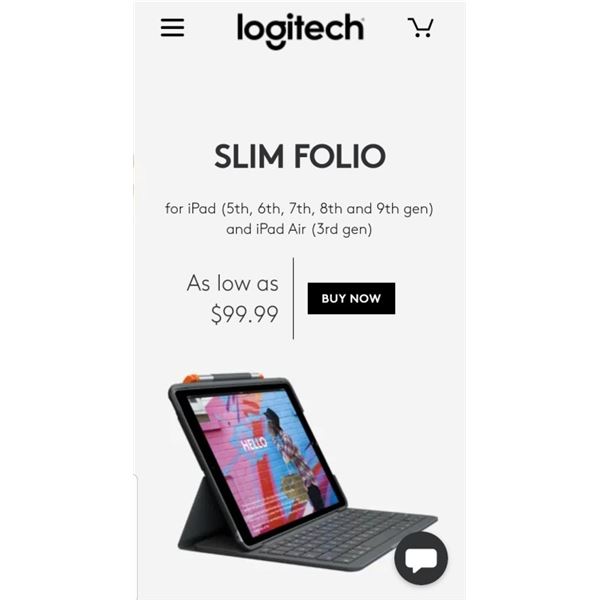 Logitech Slim Folio with Integrated Bluetooth Keyboard for iPad 6 - Retail $99.99