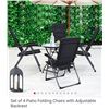 Image 1 : Set of 4 Patio Folding Chairs with Adjustable Backrest