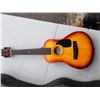 Image 2 : LEATHER GUITAR CASE AND FIRST ACT YOUTH ACOUSTIC GUITAR