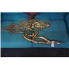 Image 2 : BRASS EASTERN TREE WALL ART AND EASTERN HAND PAINTED FAN - 62 INCHES WIDE WHEN OPEN