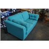 Image 2 : TURQUOISE UPHOLSTERED LOVESEAT - MADE IN CANADA