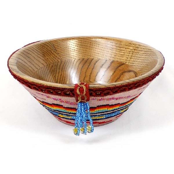 Hand Beaded Wood Bowl by Kathy Kills Thunder