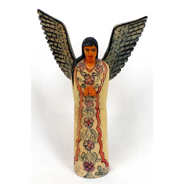 Mexican Oaxacan Carved Wood Folk Art Angel