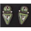 Image 1 : Navajo Sterling Gaspeite & Opal Inlay Earrings