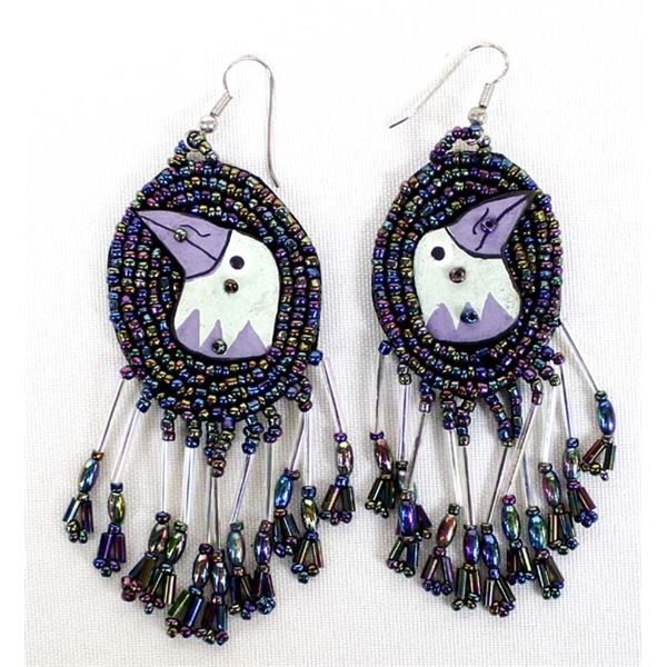 Hand Beaded Bird Earrings