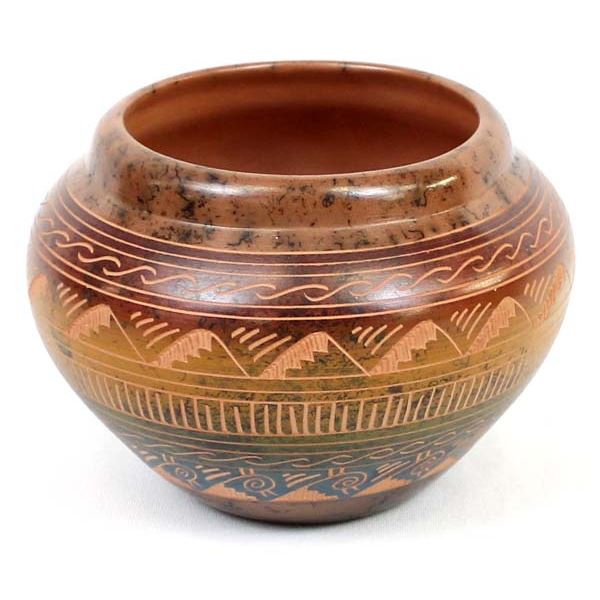 Navajo Etched Pottery Bowl by Natasha Mariano