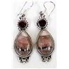 Image 1 : Sterling Rhodochrosite & Garnet Earrings