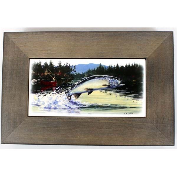 Trout Fly Fishing Tile Lidded Wood Treasure Box