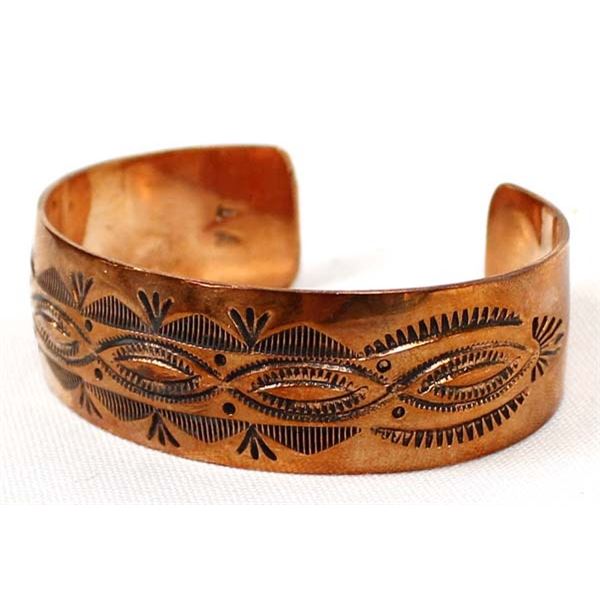 Navajo Hand Stamped Copper Cuff Bracelet