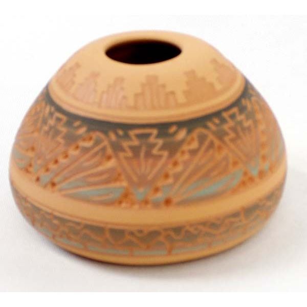 Navajo Etched Horse Hair Pottery Jar, Terry Smith