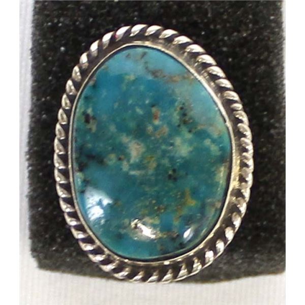 Navajo Sterling & Nevada Green Turquoise Ring