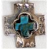 Image 2 : Leather Bracelet with Sterling & Turquoise Cross