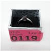 Image 2 : Sterling Silver Garnet & Diamond Solitaire Ring