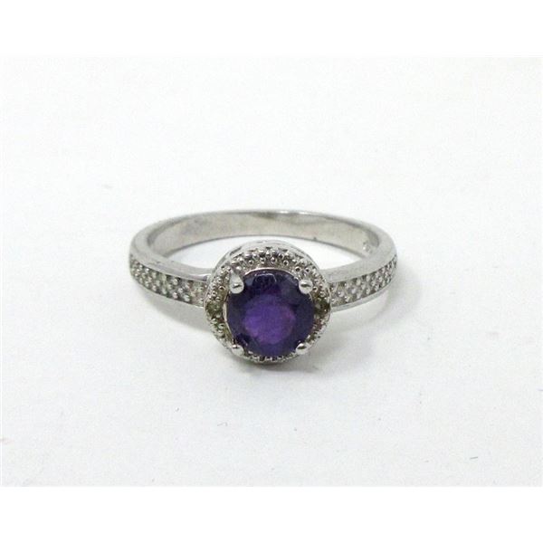 Amethyst & Diamond Solitaire Ring